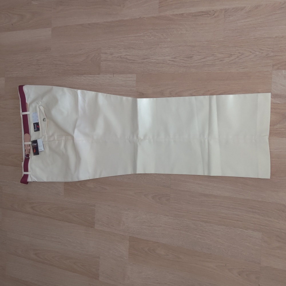 Vintage Par Four Golf Pants Cream With Red Belt 40 Waist 32 Inseam NWT